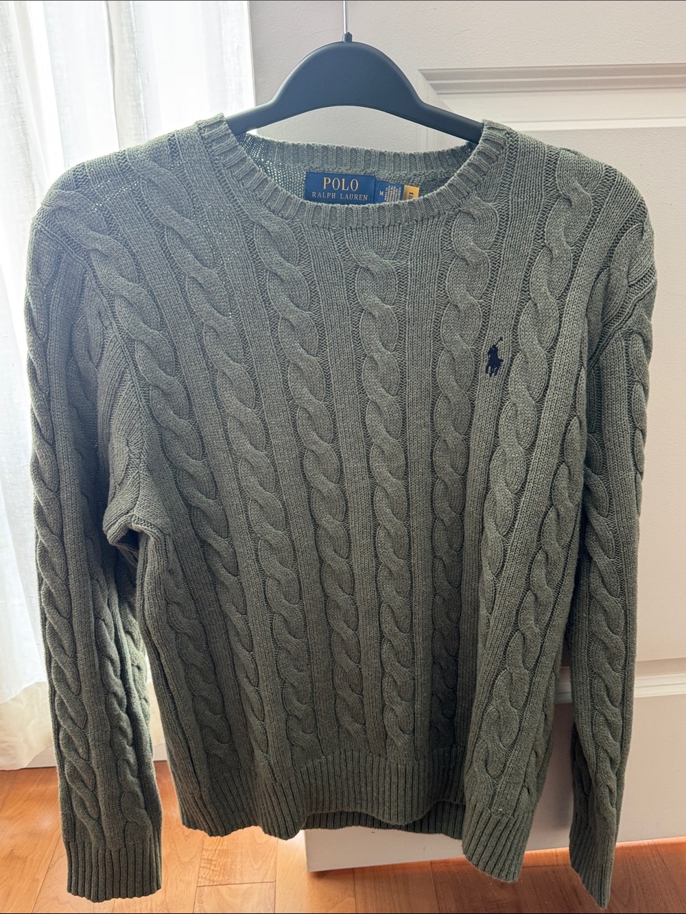 Polo by Ralph Lauren Olive Cable-Knit Crewneck Sweater
